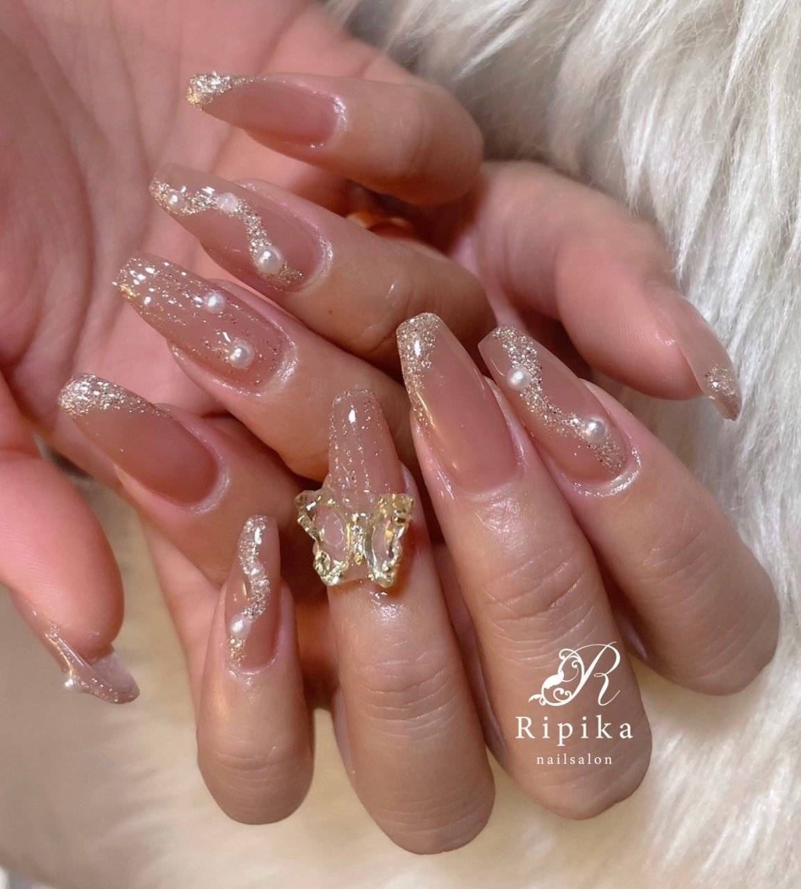 オレンジピンクネイル