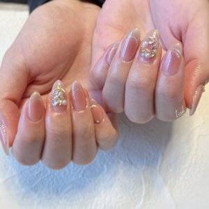  クリアピンクネイル 