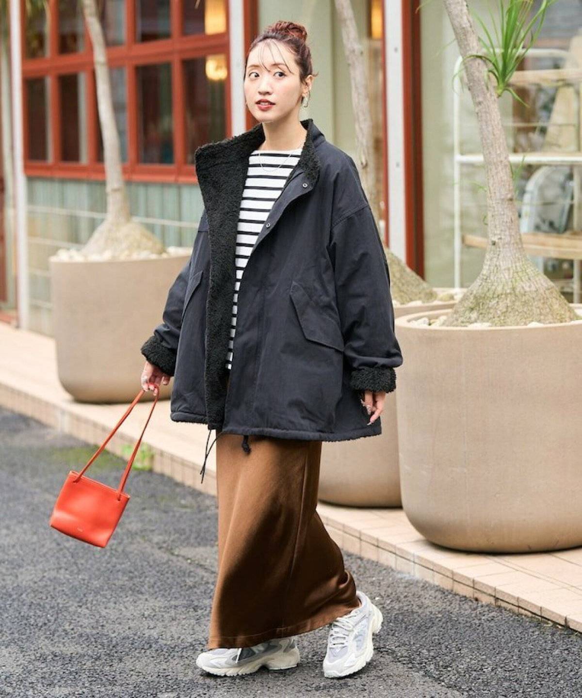 モッズコート×スカート