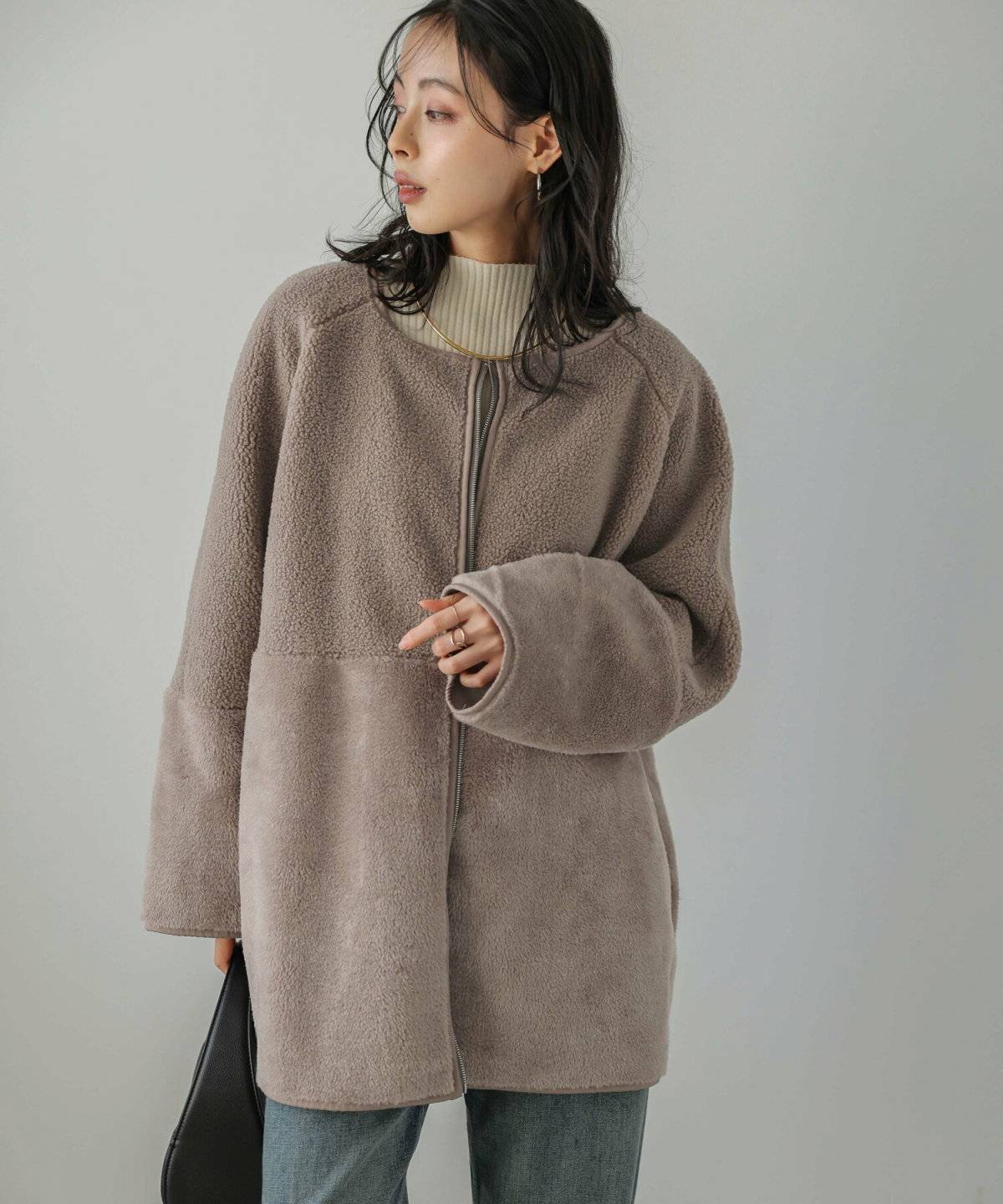 ボアコート×ジーンズ