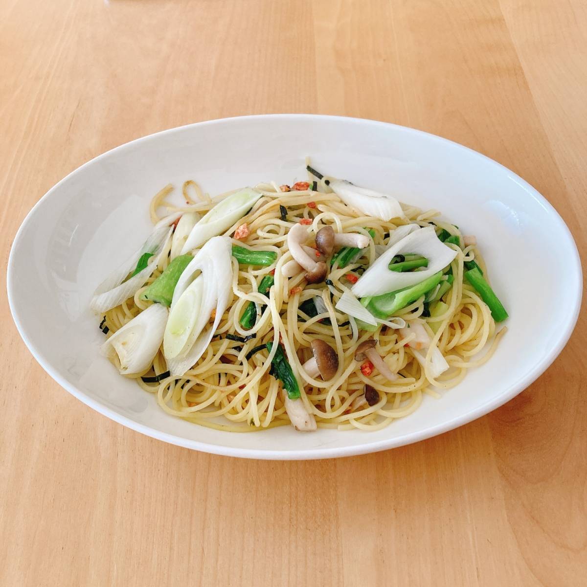 永谷園公式の「鮭と冬野菜のスパゲティー」のレシピ