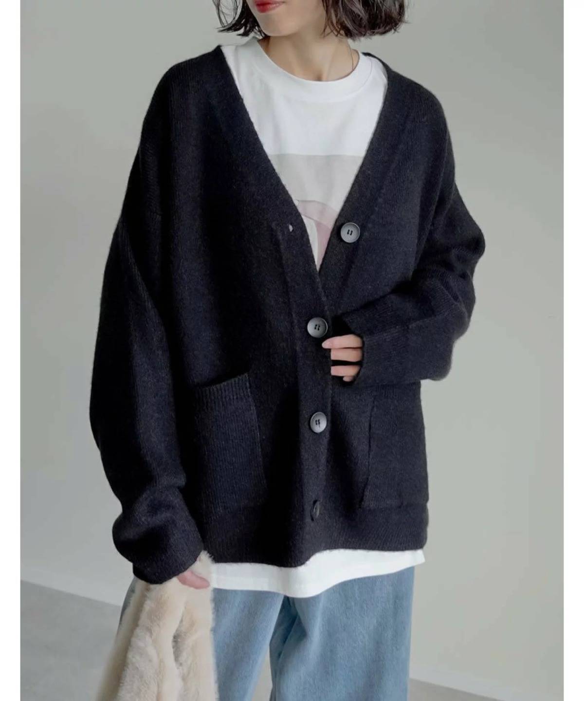 Re:EDIT もっちりニットベーシックカーディガン