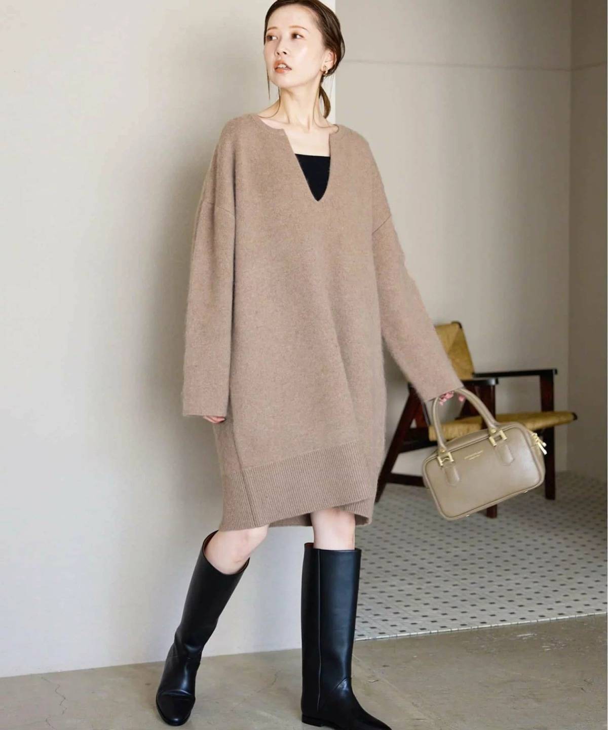 SLOBE IENA ウォッシャブルファーリーミニワンピース