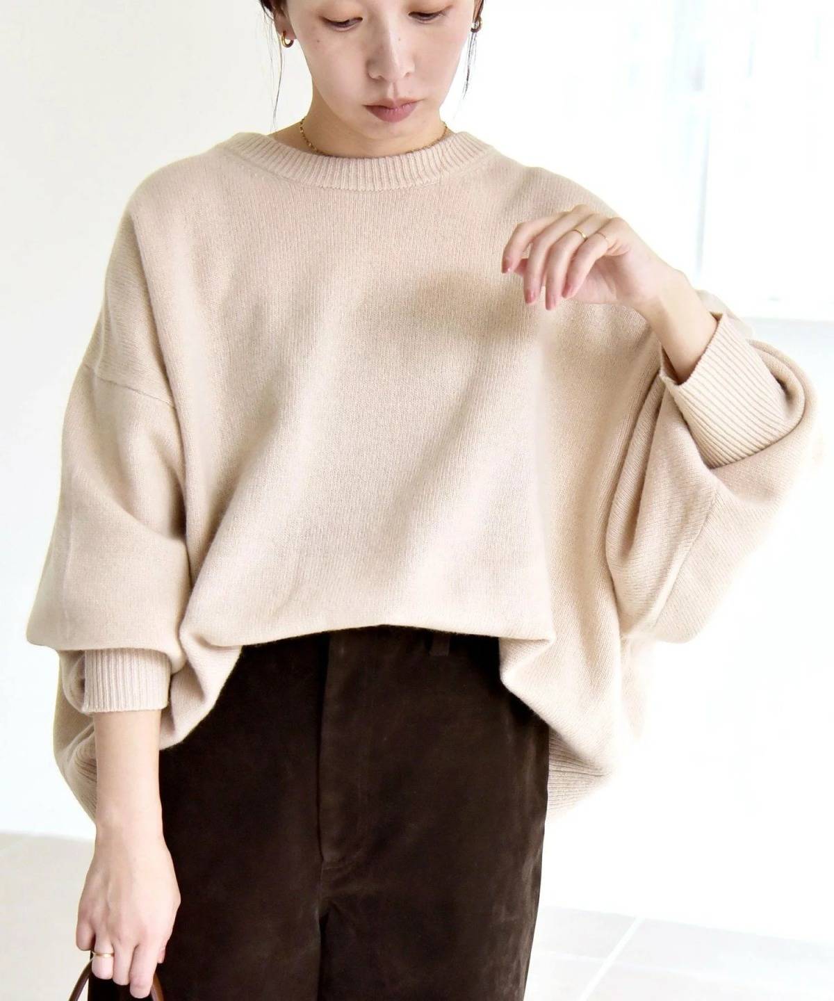 SHIPS AQUA カシミヤ ミックス ドルマン ニット