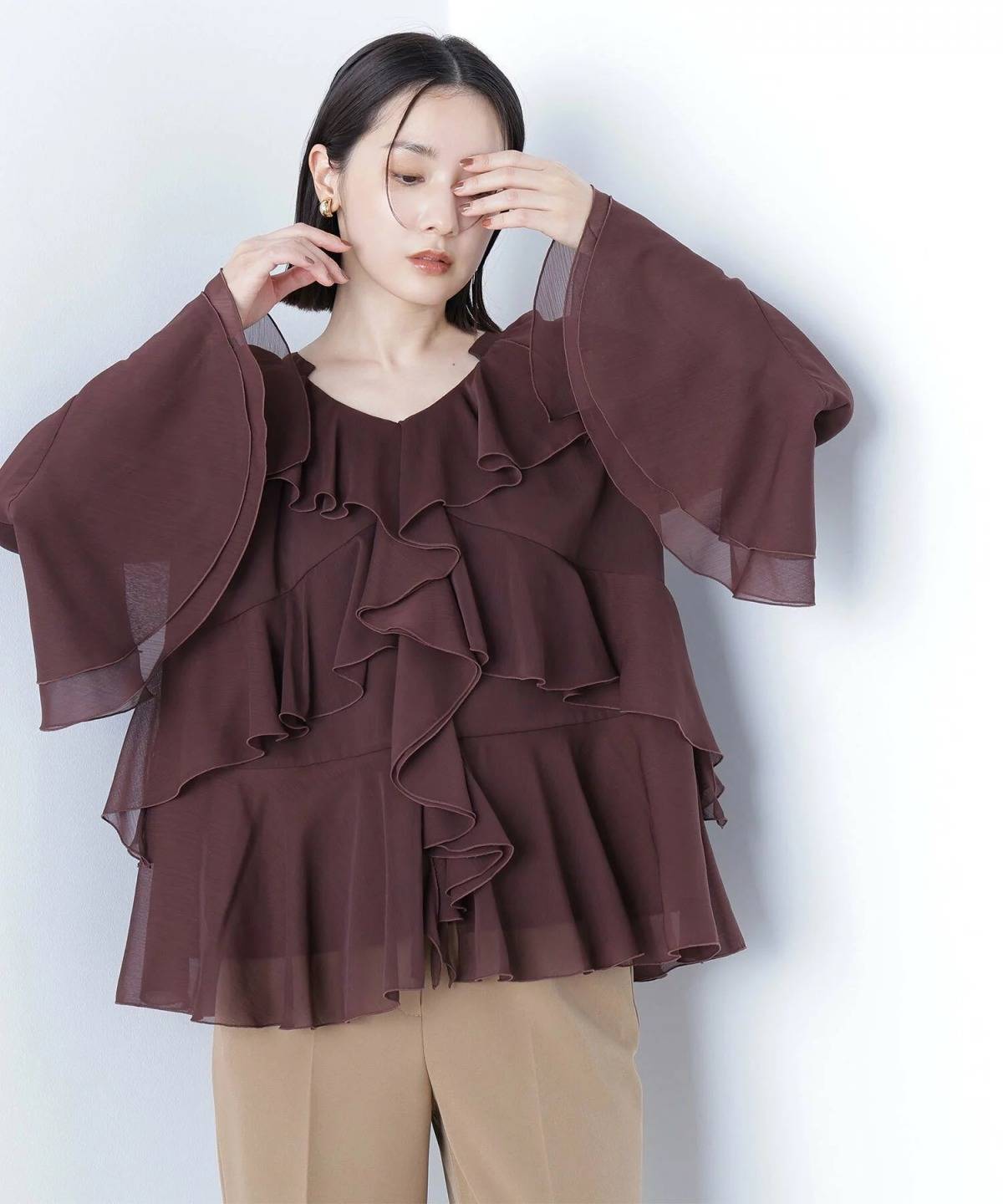 NATURAL BEAUTY BASIC ラッフルフリルチュニックブラウス