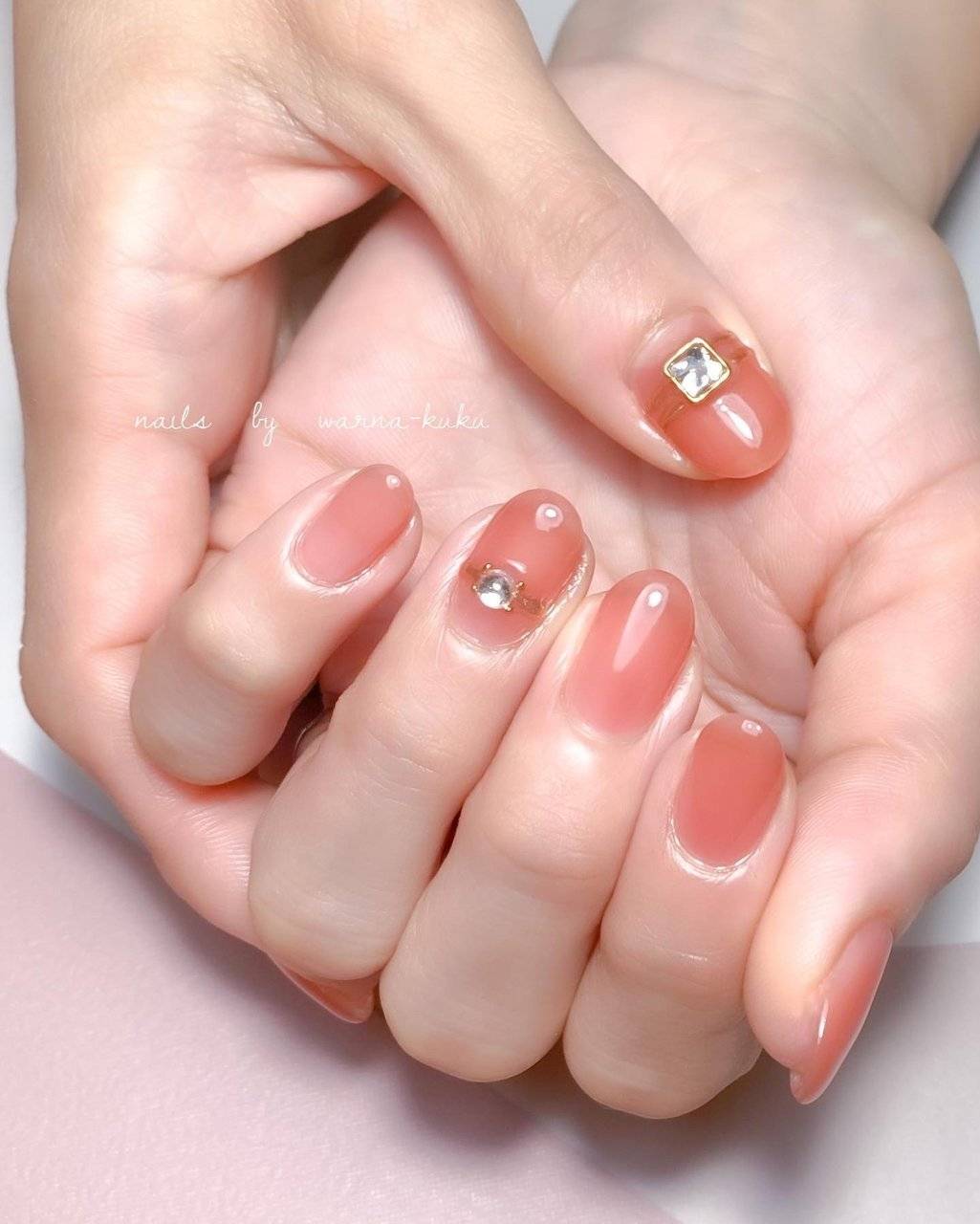 オレンジピンクネイル