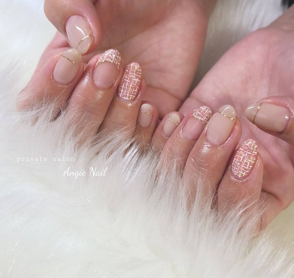 オレンジピンクネイル