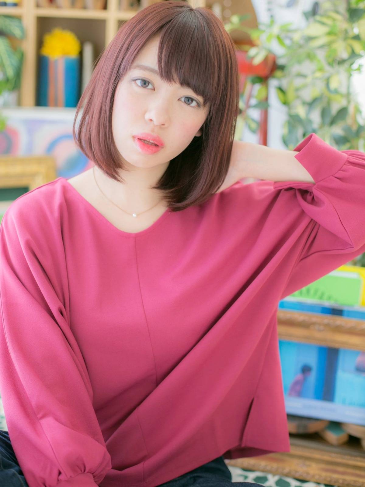 血色感カラーのボブ