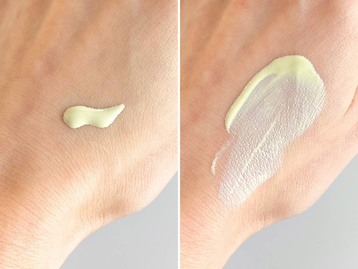 Primavista スキンプロテクトベース 皮脂くずれ防止 UV50 EX フレッシュグリーンの色味