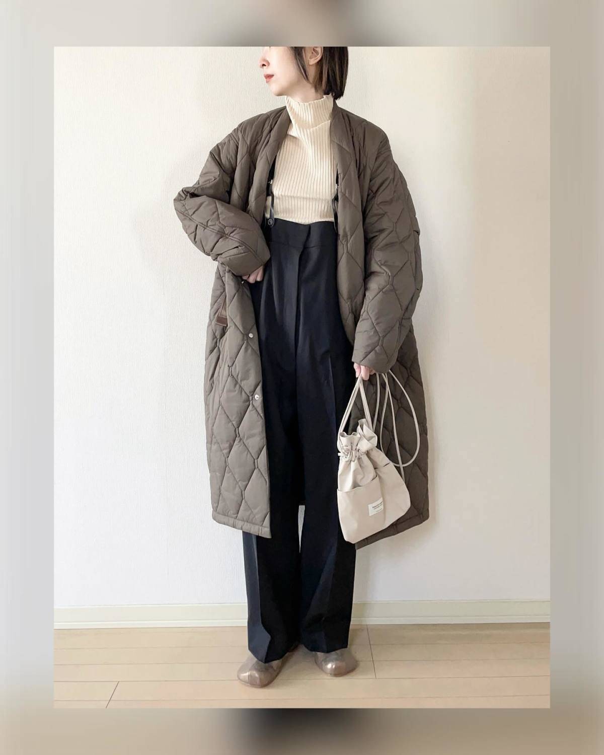 キルティングコートを羽織る♪