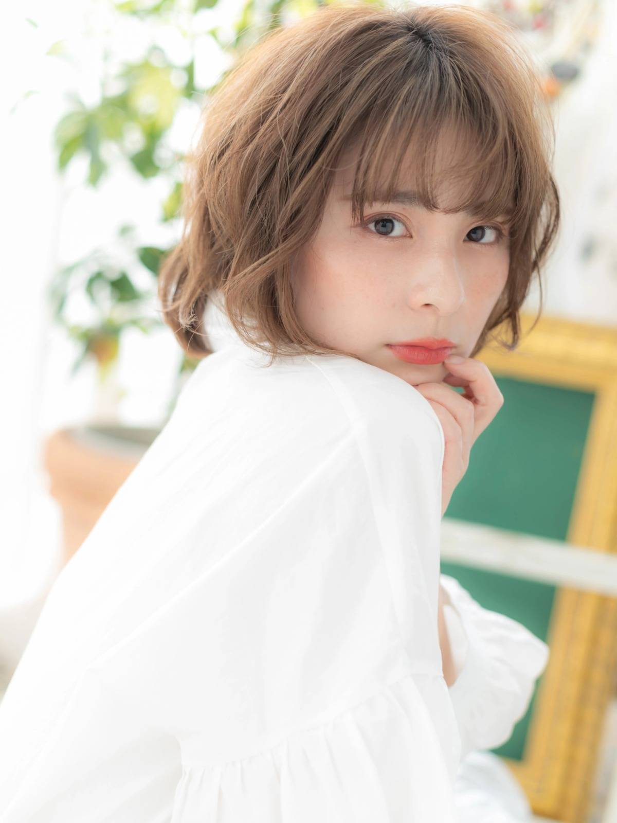 まろやかカラーのゆるふわボブ