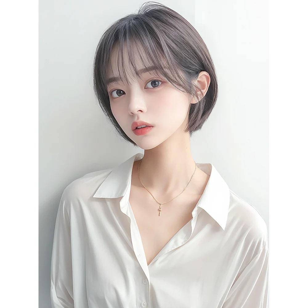 くすみカラーのフレンチショートボブ