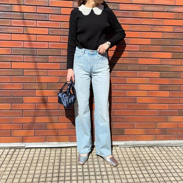 襟付きニットを合わせる♡