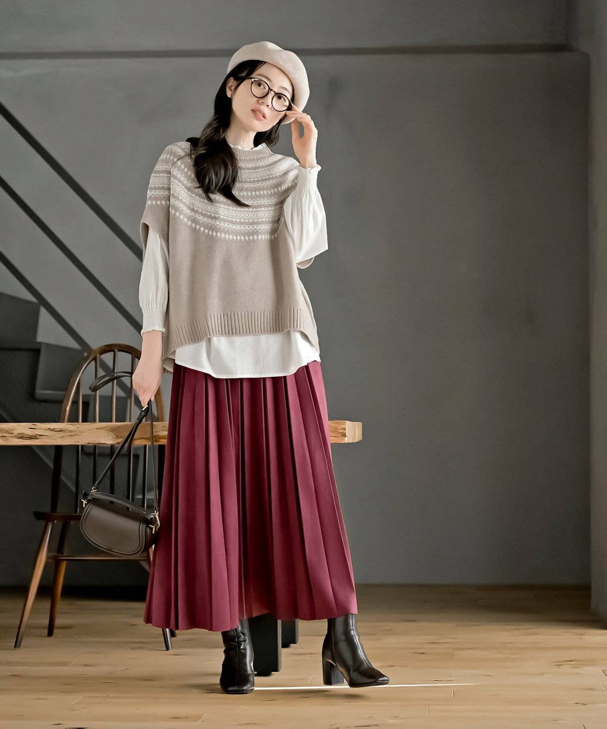 ベレー帽コーデ