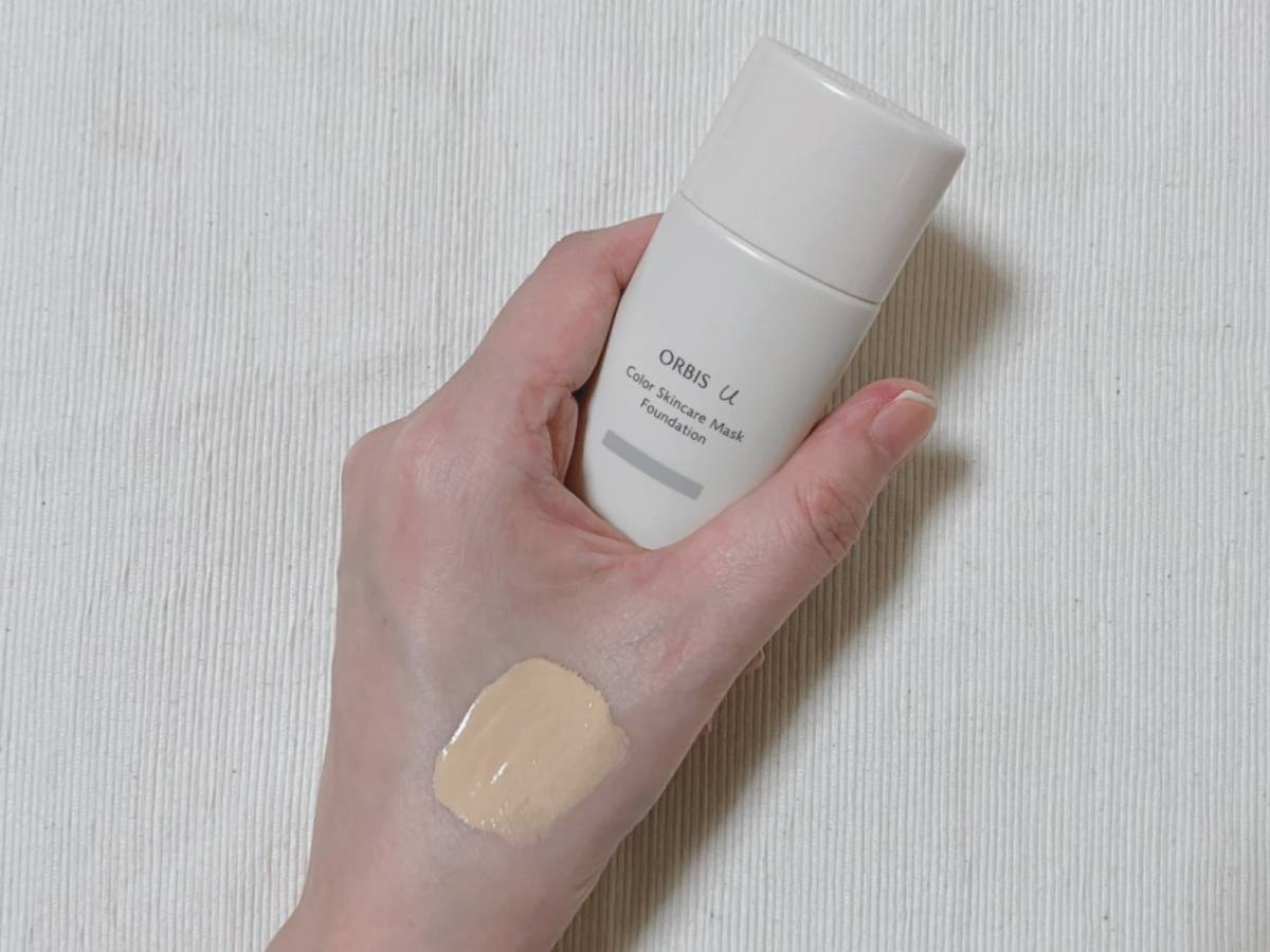 ORBIS U オルビスユー カラースキンケアマスクファンデーション ナチュラル01 リキッドファンデーション スウォッチ 本体 筆者手