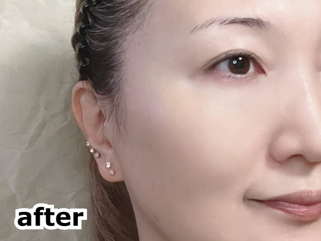 ORBIS U オルビスユー カラースキンケアマスクファンデーション ナチュラル01 リキッドファンデーション 顔に塗布 筆者顔 after 