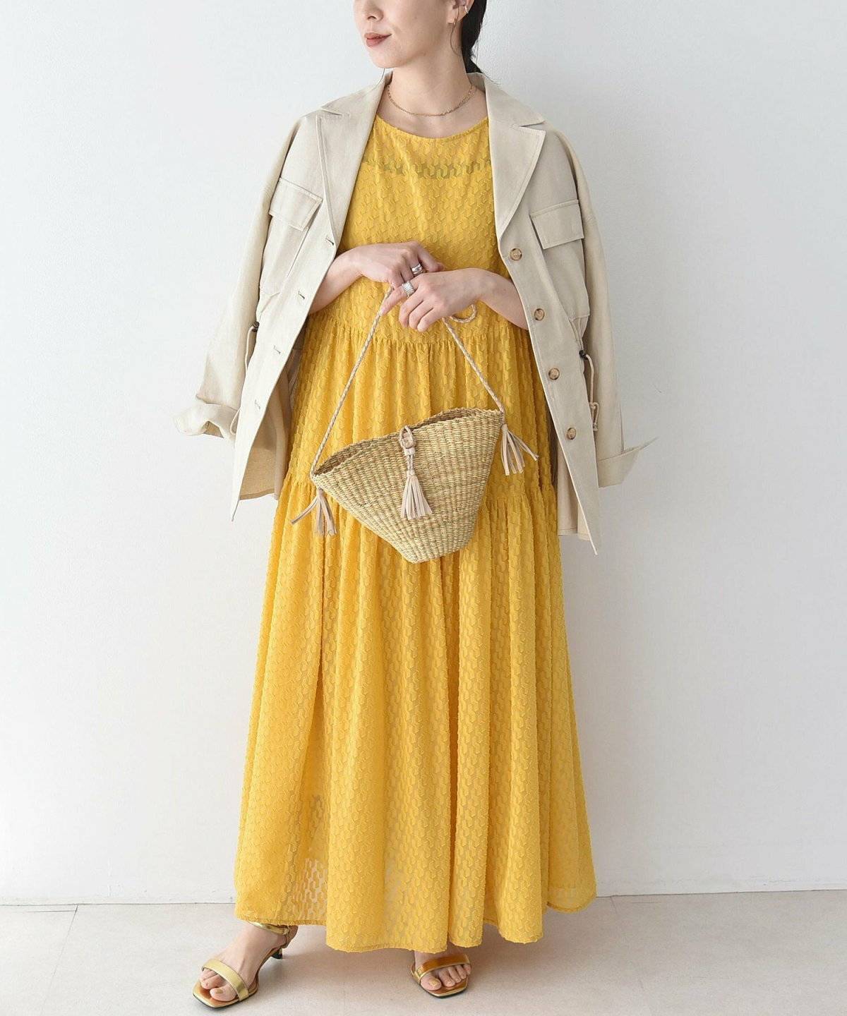 ワンピース×ミリタリーシャツコーデ