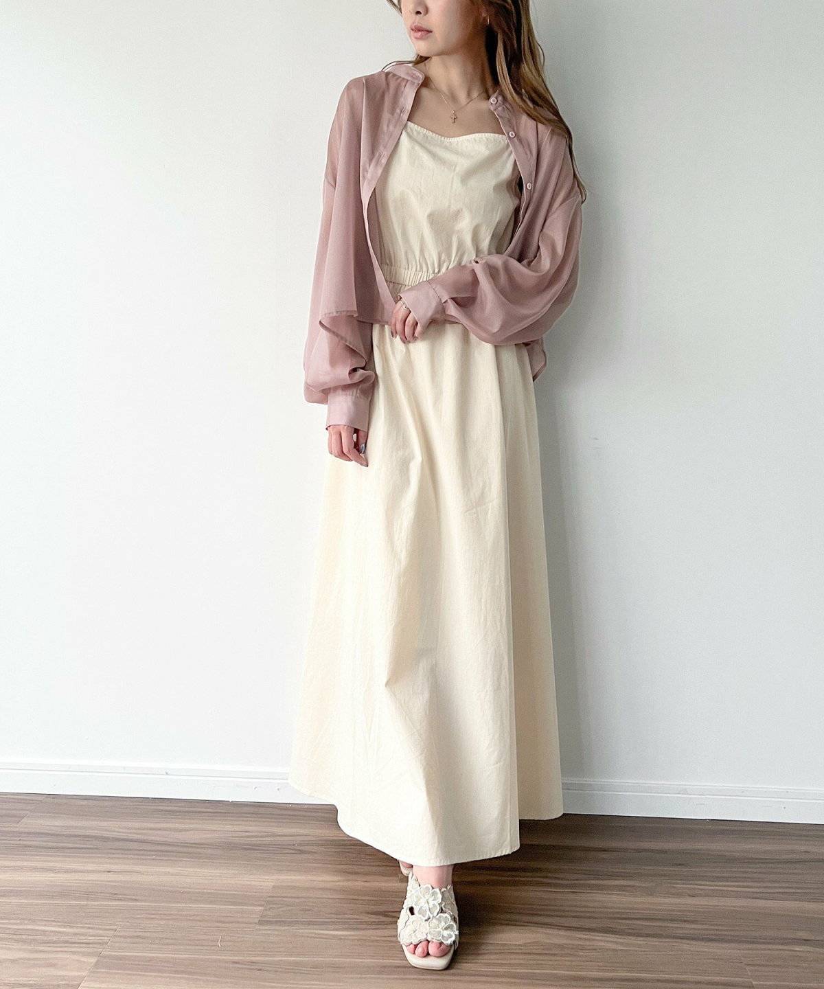 ワンピース×シアーシャツコーデ