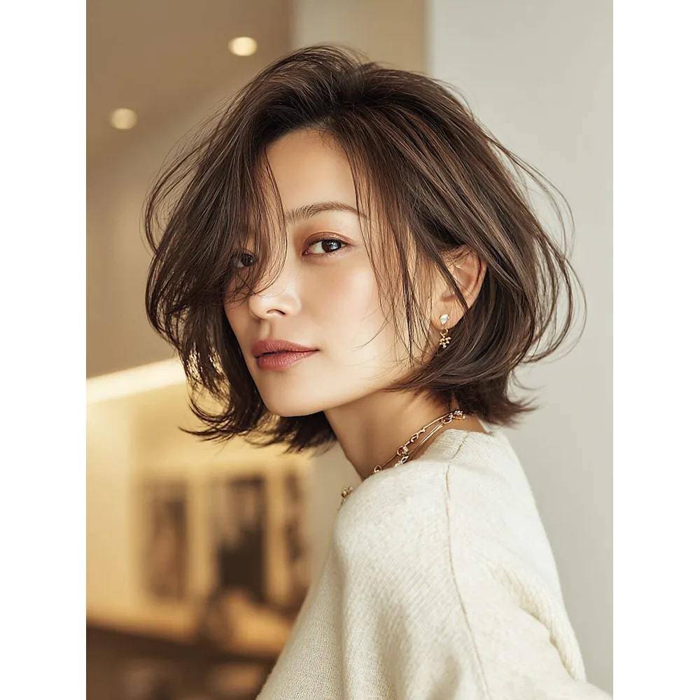 エレガントなレイヤーショートボブ