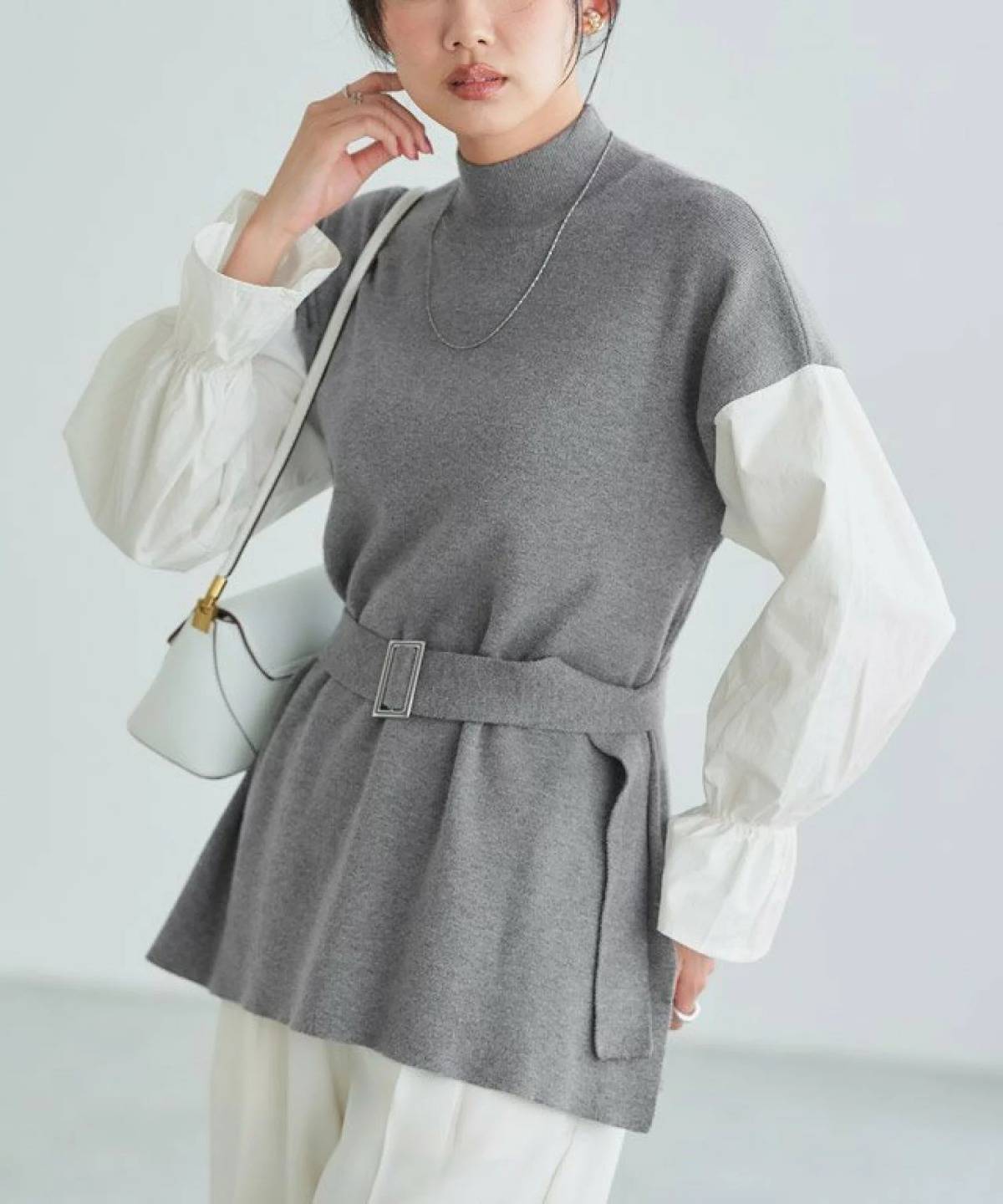 Pierrot ベルト付きドッキングニット