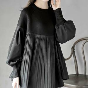  rps Aラインプリーツ切替ニットプルオーバー 