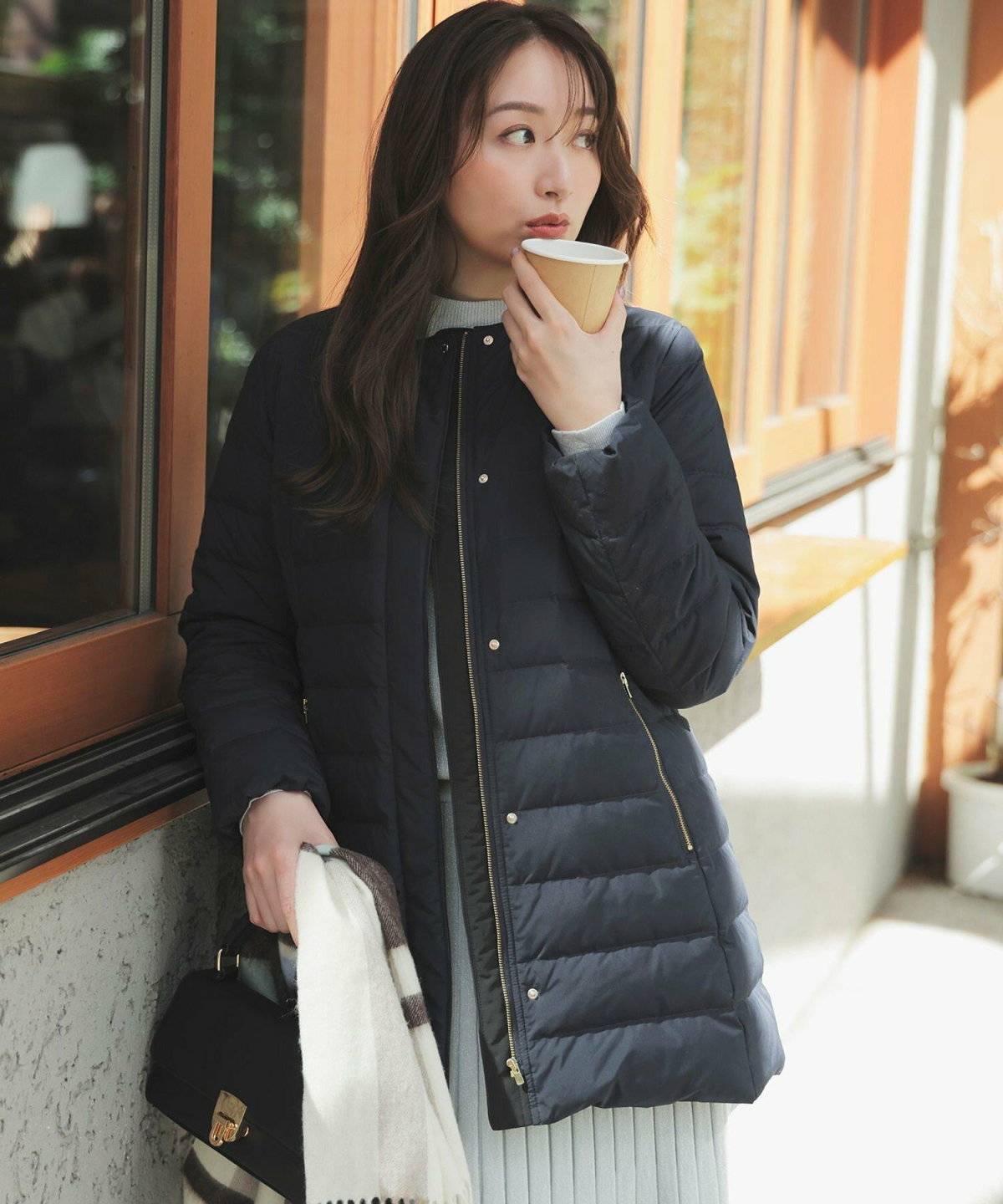 ロングコート×インナーダウン