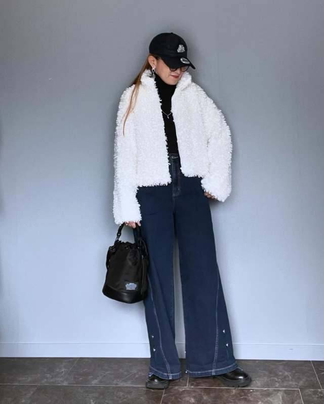 ボアコートを羽織る♪