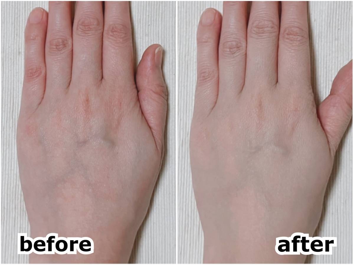 media メディア クリームファンデーションN PO-B1 コンビニ限定ミニサイズ 筆者手 before after スウォッチ