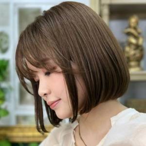  くすみオリーブカラーボブ 