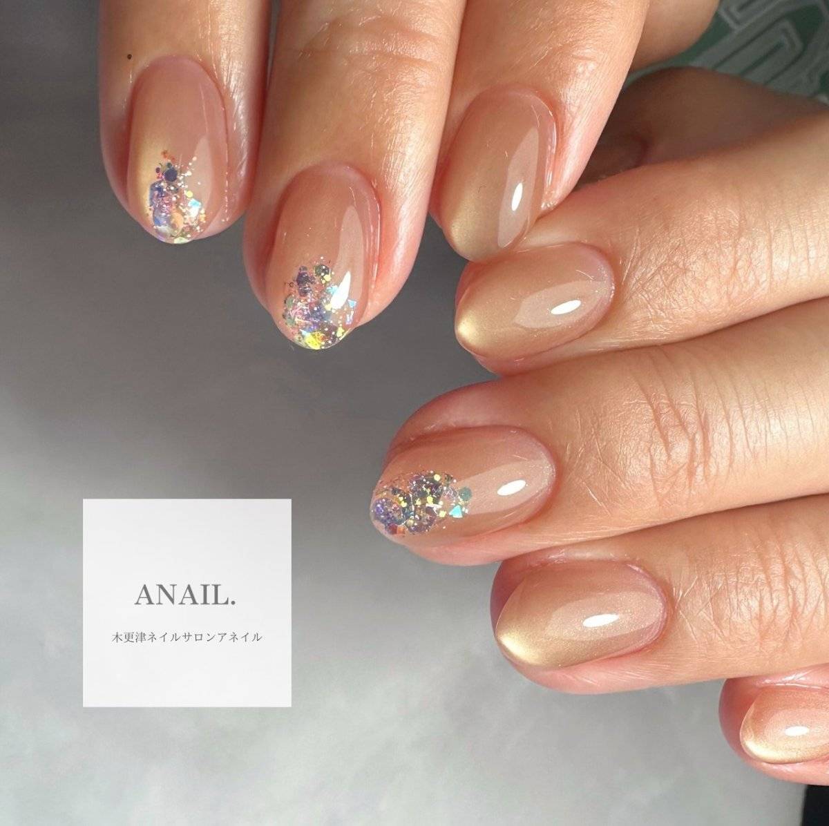 オレンジベージュネイル