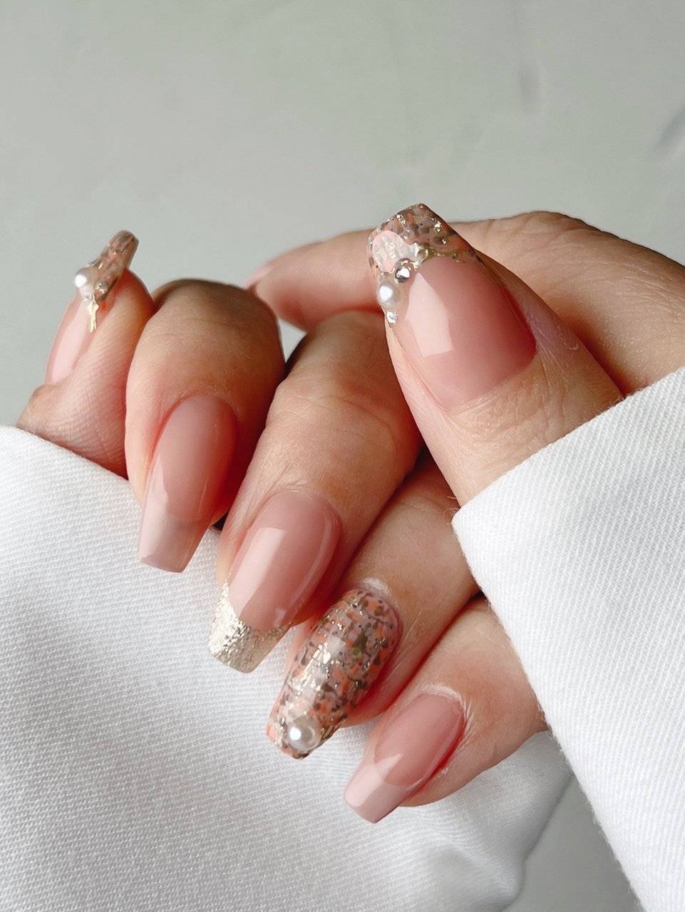 オレンジピンクネイル