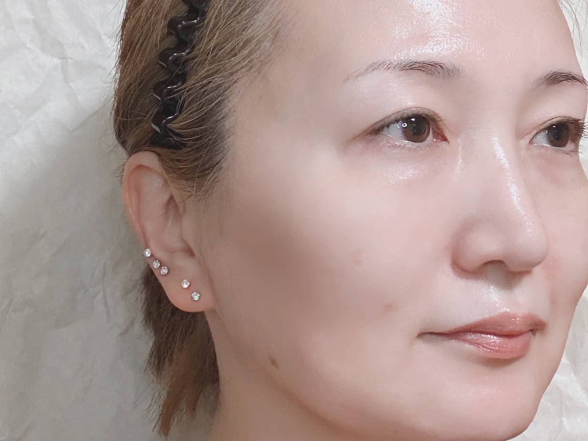 MISSHA ミシャ グロウスキンバーム 朝クリーム兼化粧下地 塗布後 筆者顔 