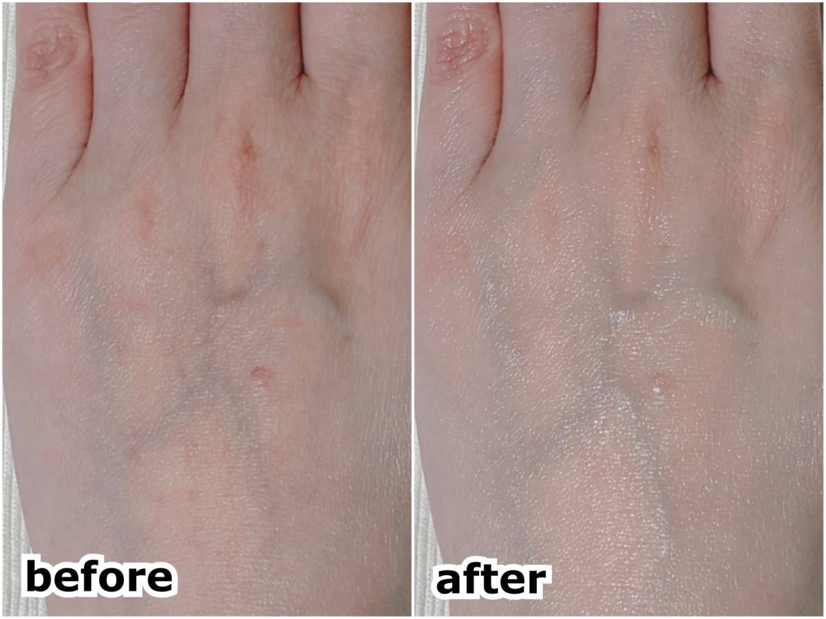 MISSHA ミシャ グロウクッションファンデーション ルミナスカバー No.21 ライト スウォッチ 筆者手の甲 before after