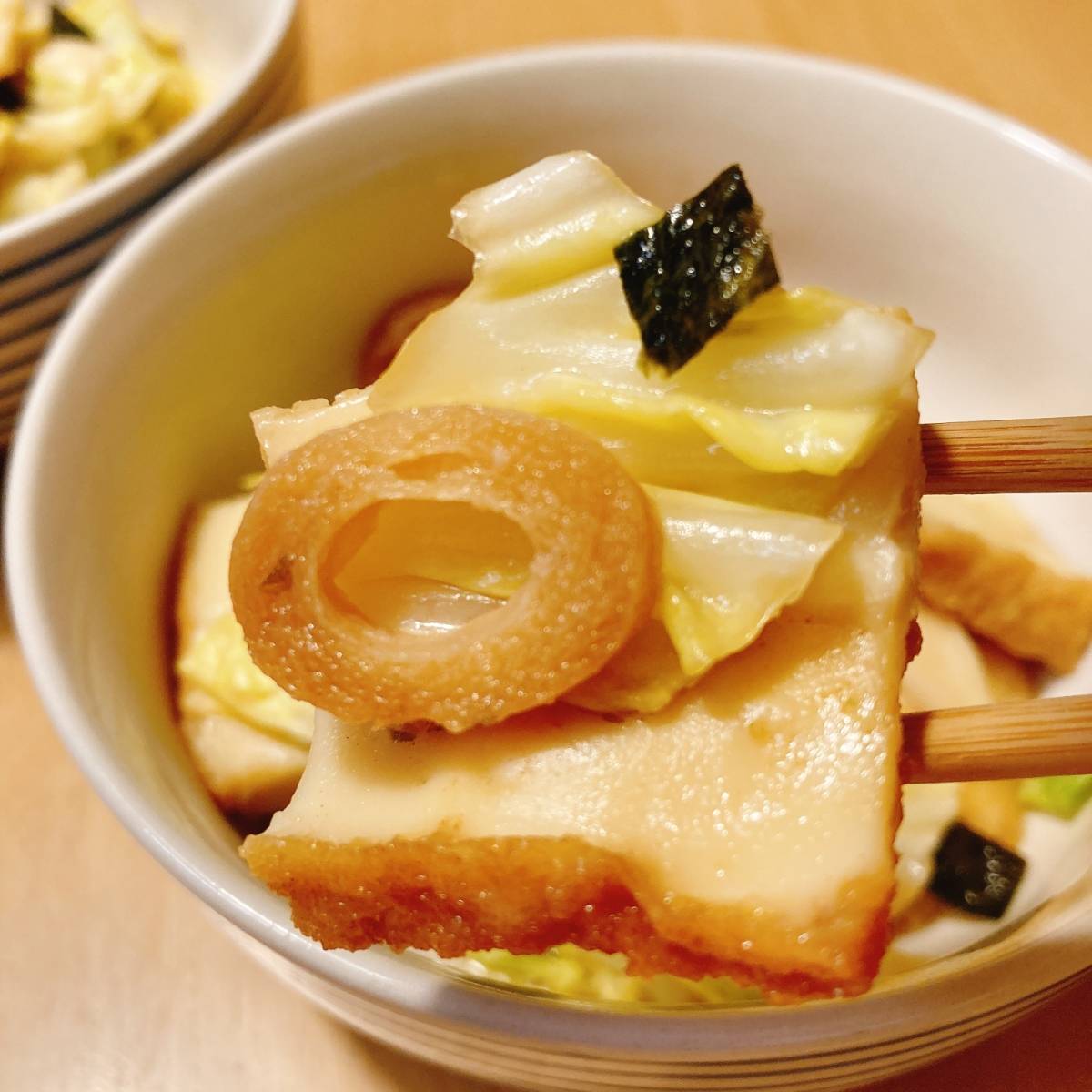 永谷園公式の「レンチン！白菜と厚揚げのあっさり煮」のレシピ