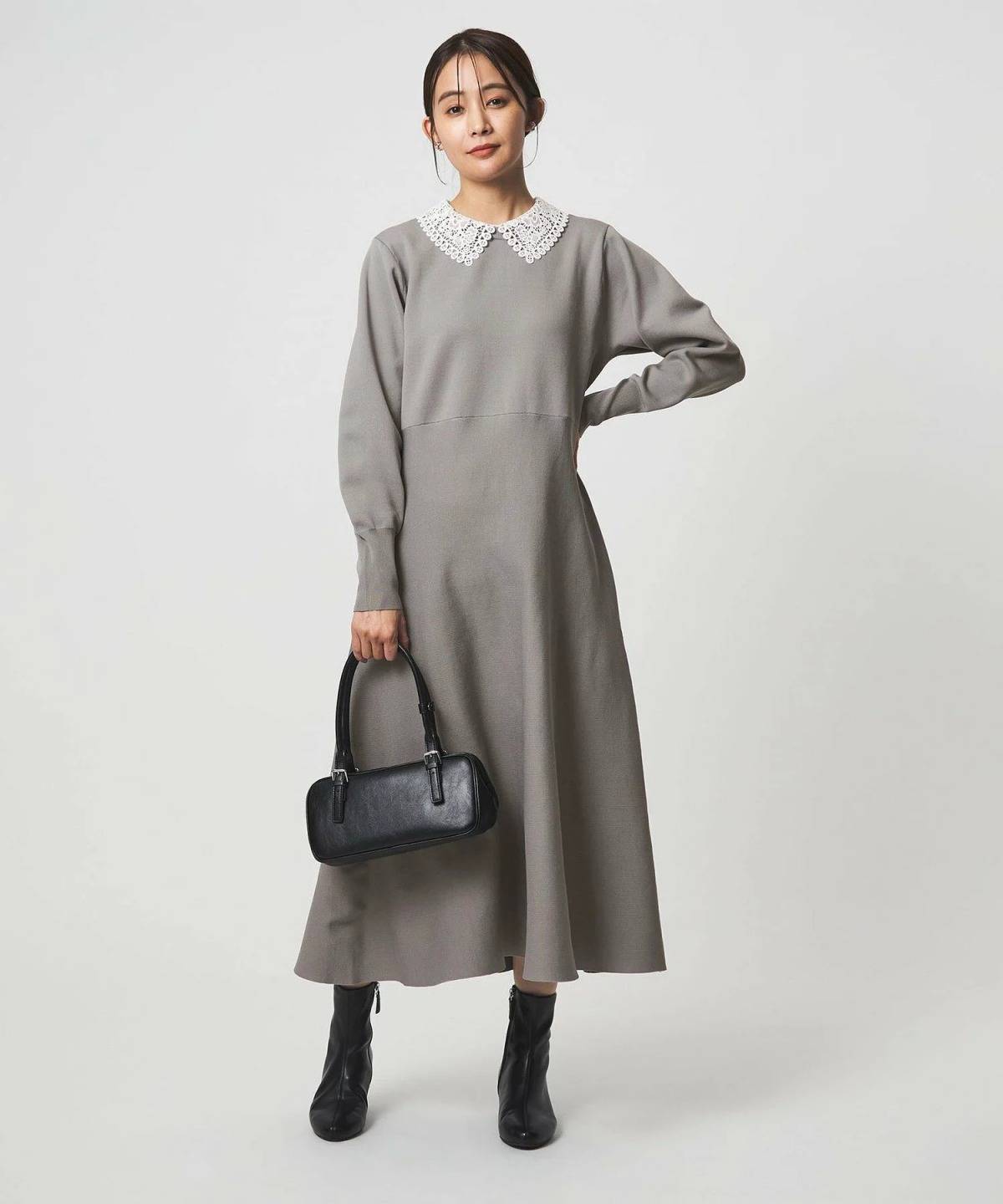 UNITED ARROWS green label relaxing エリレース 2WAY ニット ワンピース ウォッシャブル