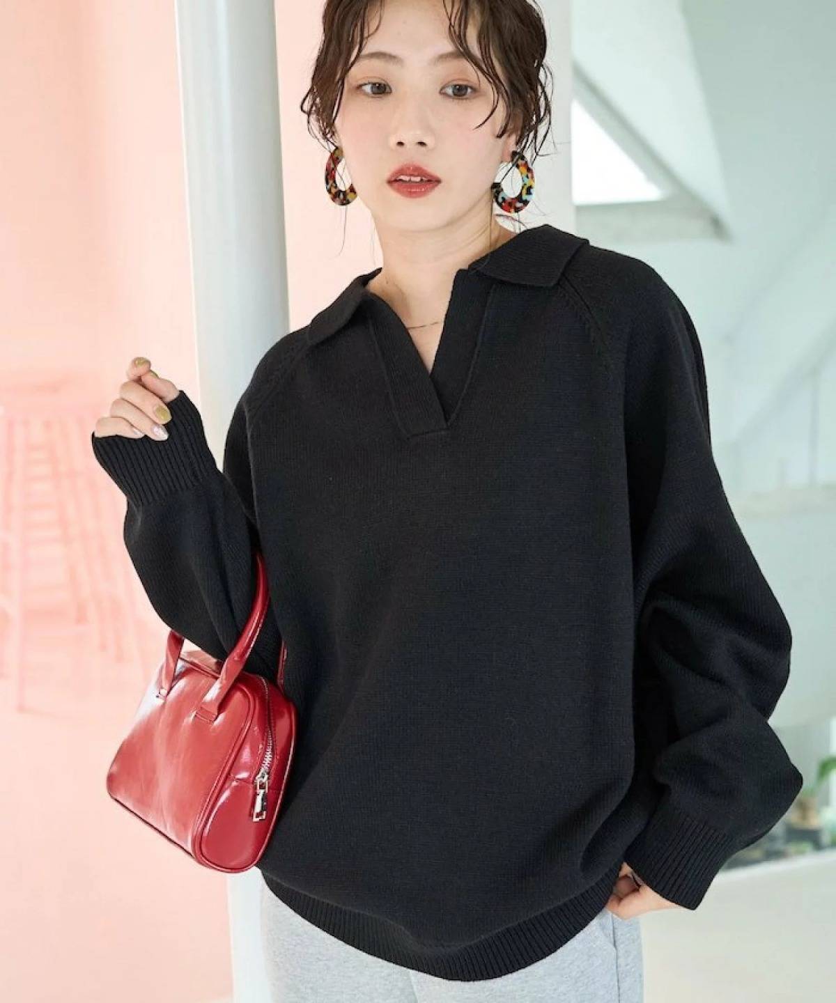 FREAK’S STORE ポロ襟 スキッパー ニット プルオーバー