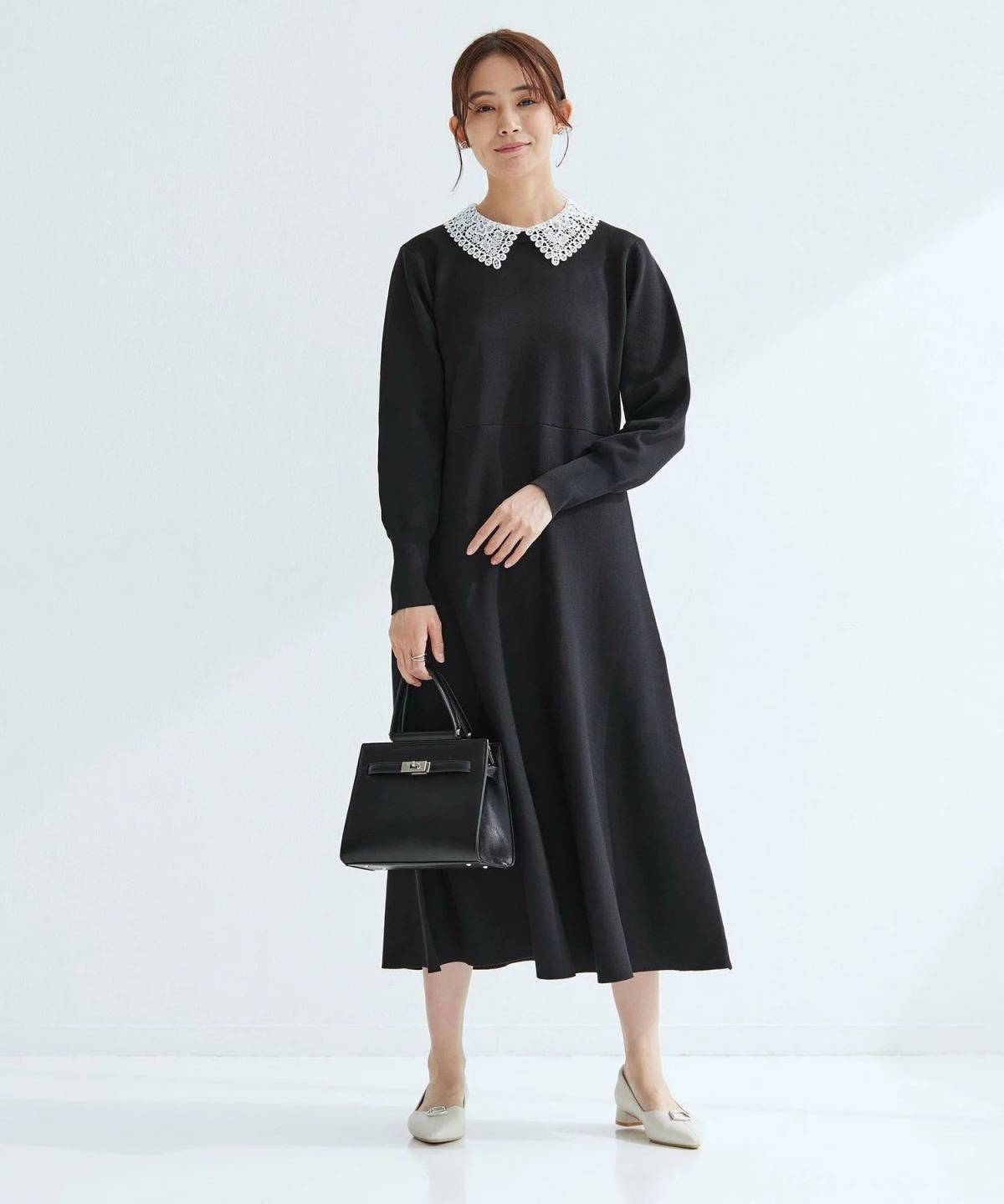 UNITED ARROWS green label relaxing エリレース 2WAY ニット ワンピース ウォッシャブル