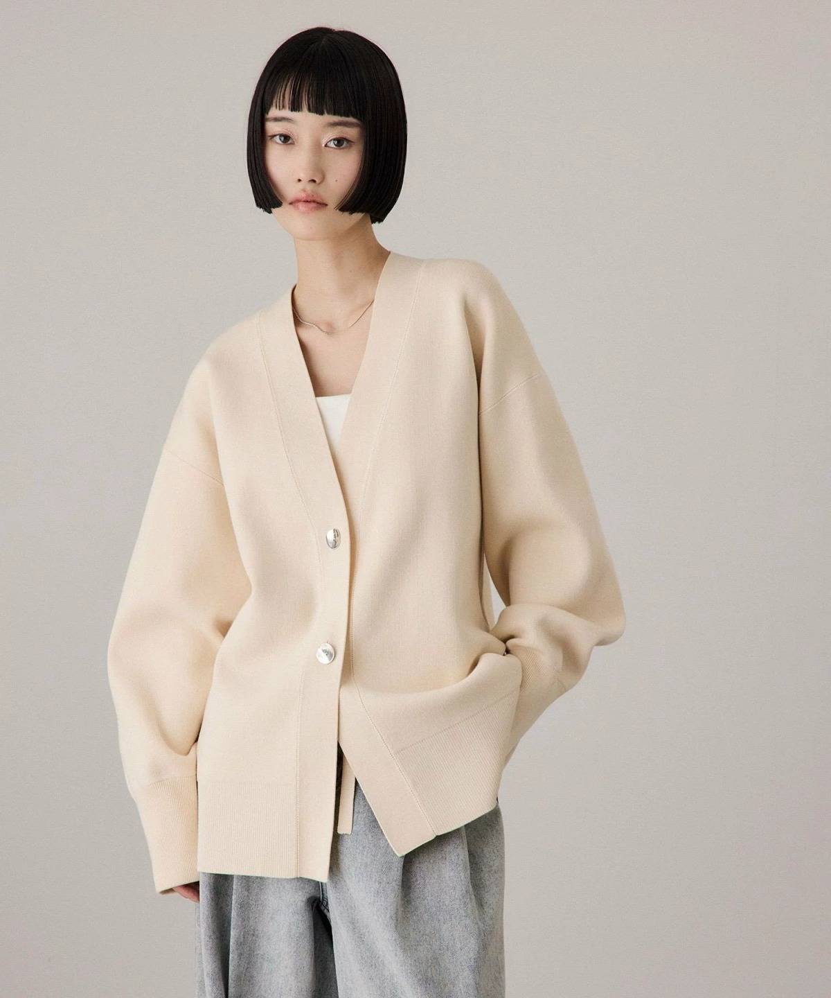 ADAM ET ROPE' マルチwayリボンミドルカーディガン