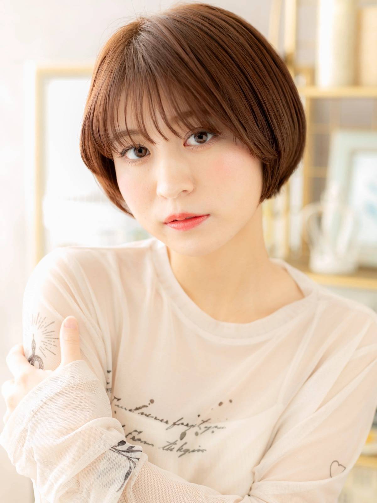 マロンベージュのマッシュボブ