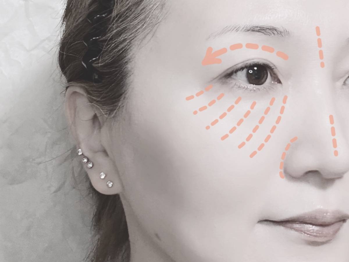 CEZANNE セザンヌ トーンフィルターハイライト 01フィルターベージュ 塗布方法 筆者顔