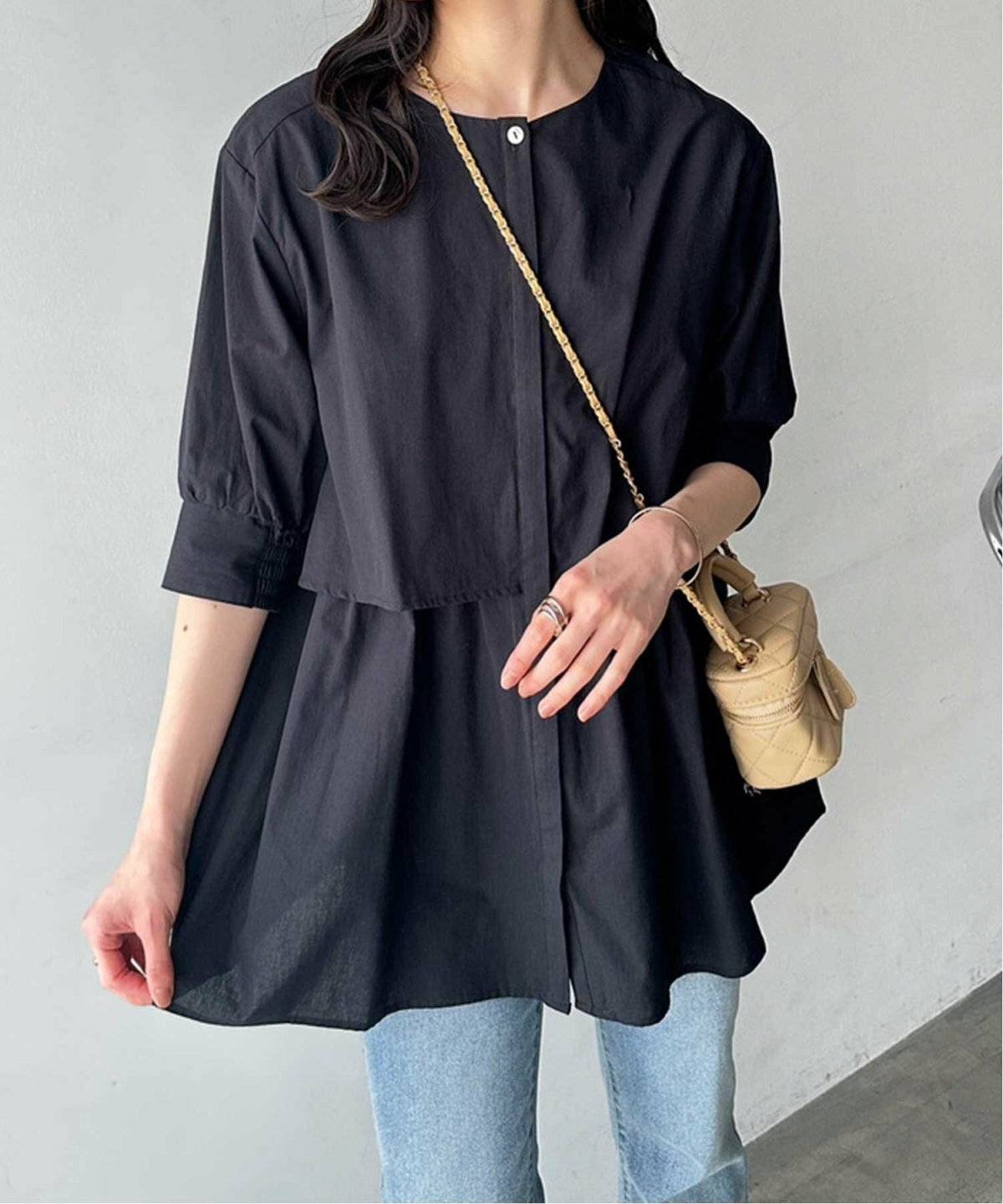 チュニックブラウスとデニムコーデ