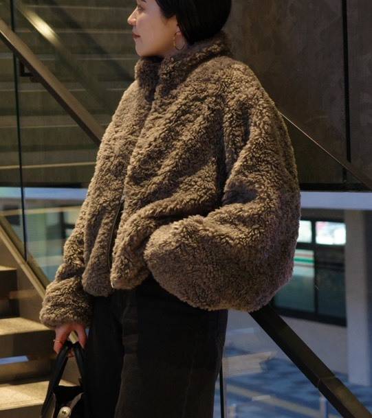 ショート丈ダブルジップボアコート