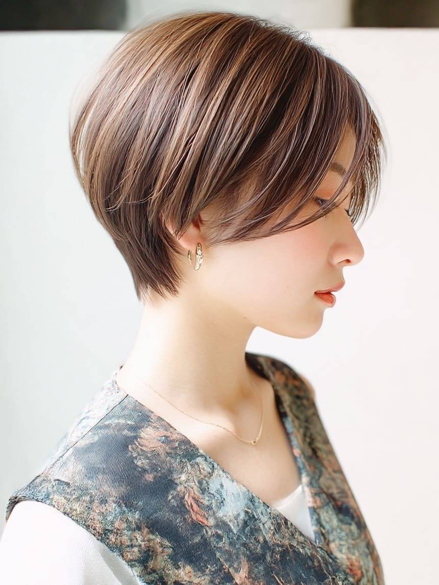 アッシュブラウンのまとまりショート