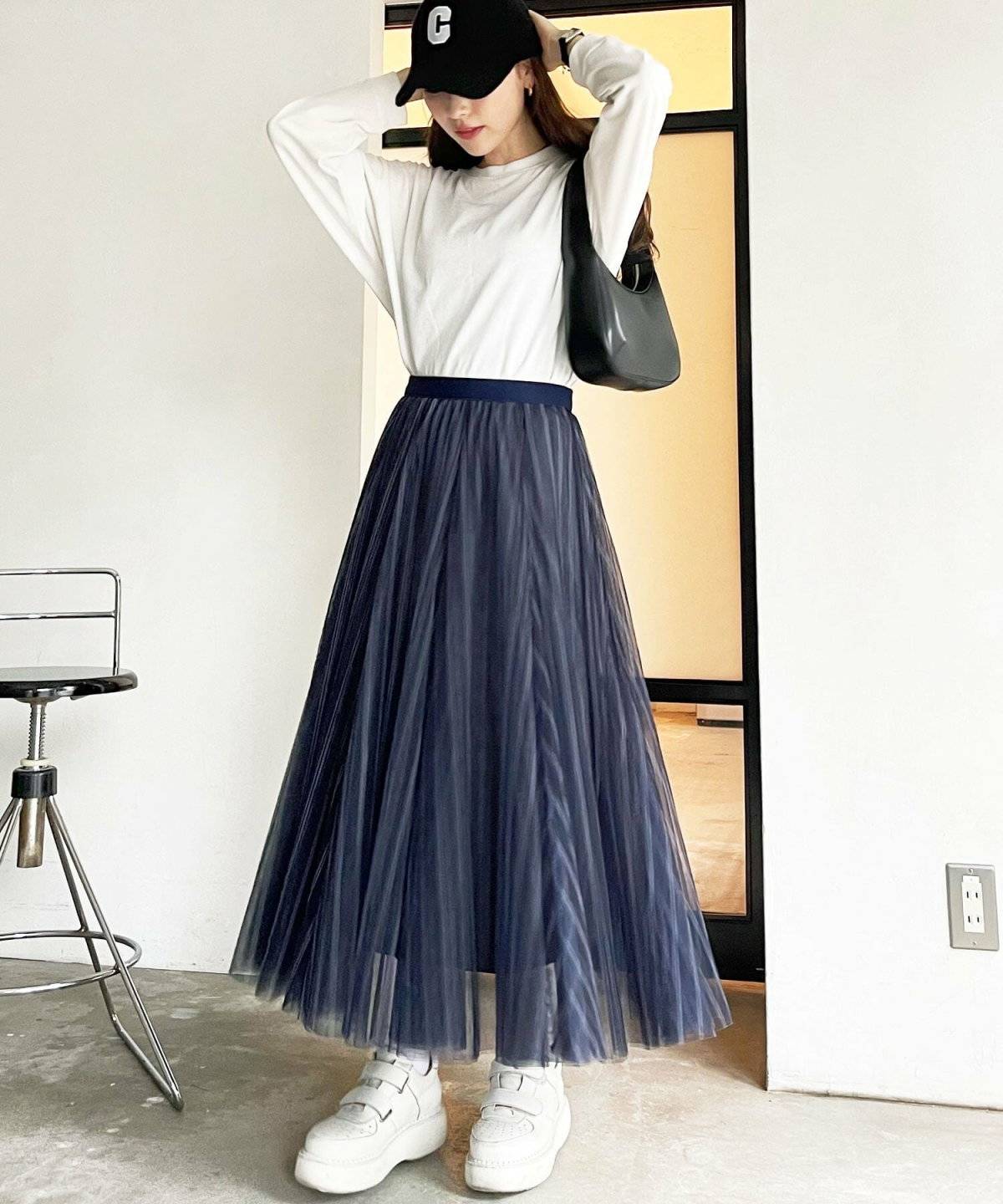 チュールスカートコーデ