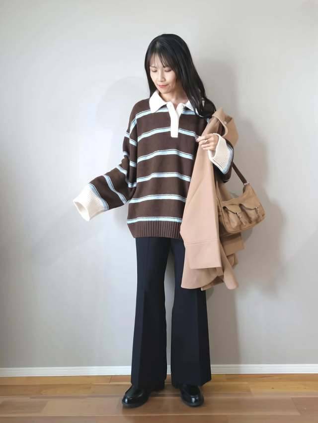 ボーダー柄のトップスを合わせる♡