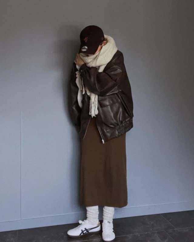 レザーブルゾンを羽織る♪