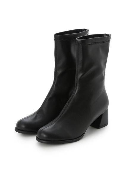 Mila Owen チャンキーヒールストレッチショートブーツ