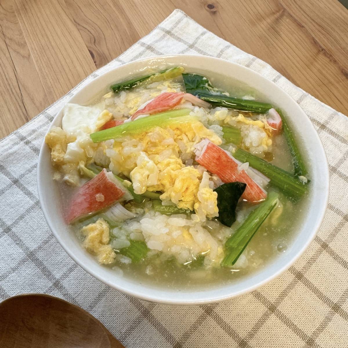 いちまき公式の「カニかまの玉子雑炊」のレシピ