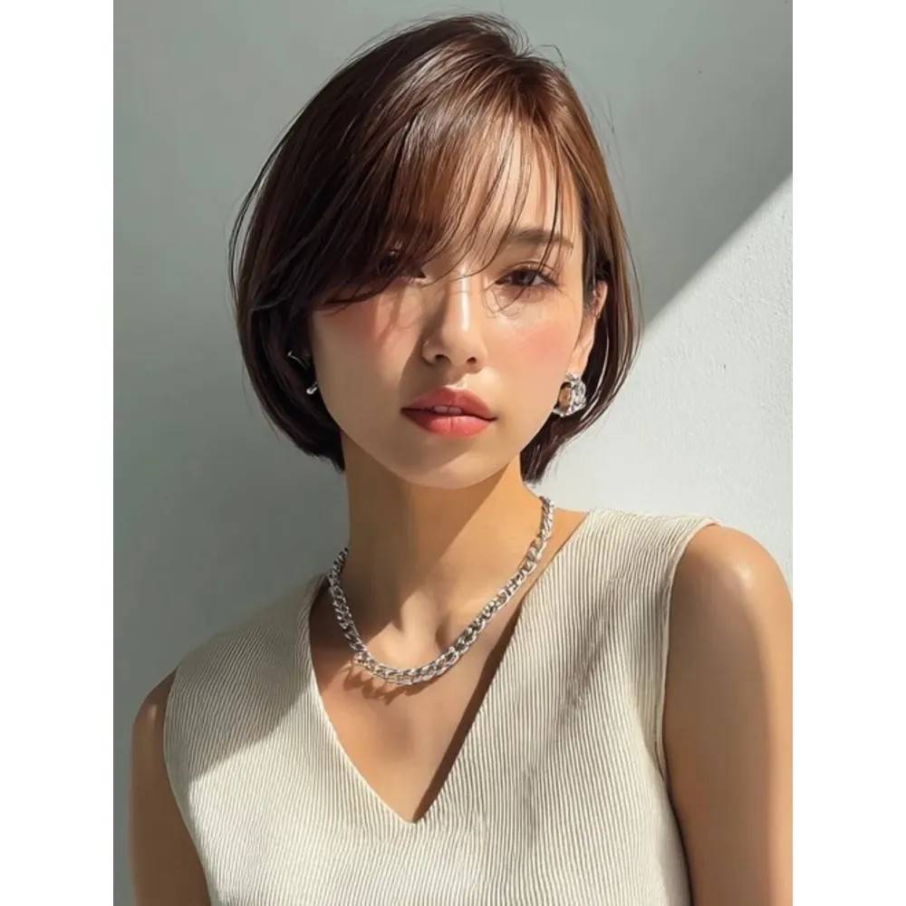 ウザバングの丸みショートボブ