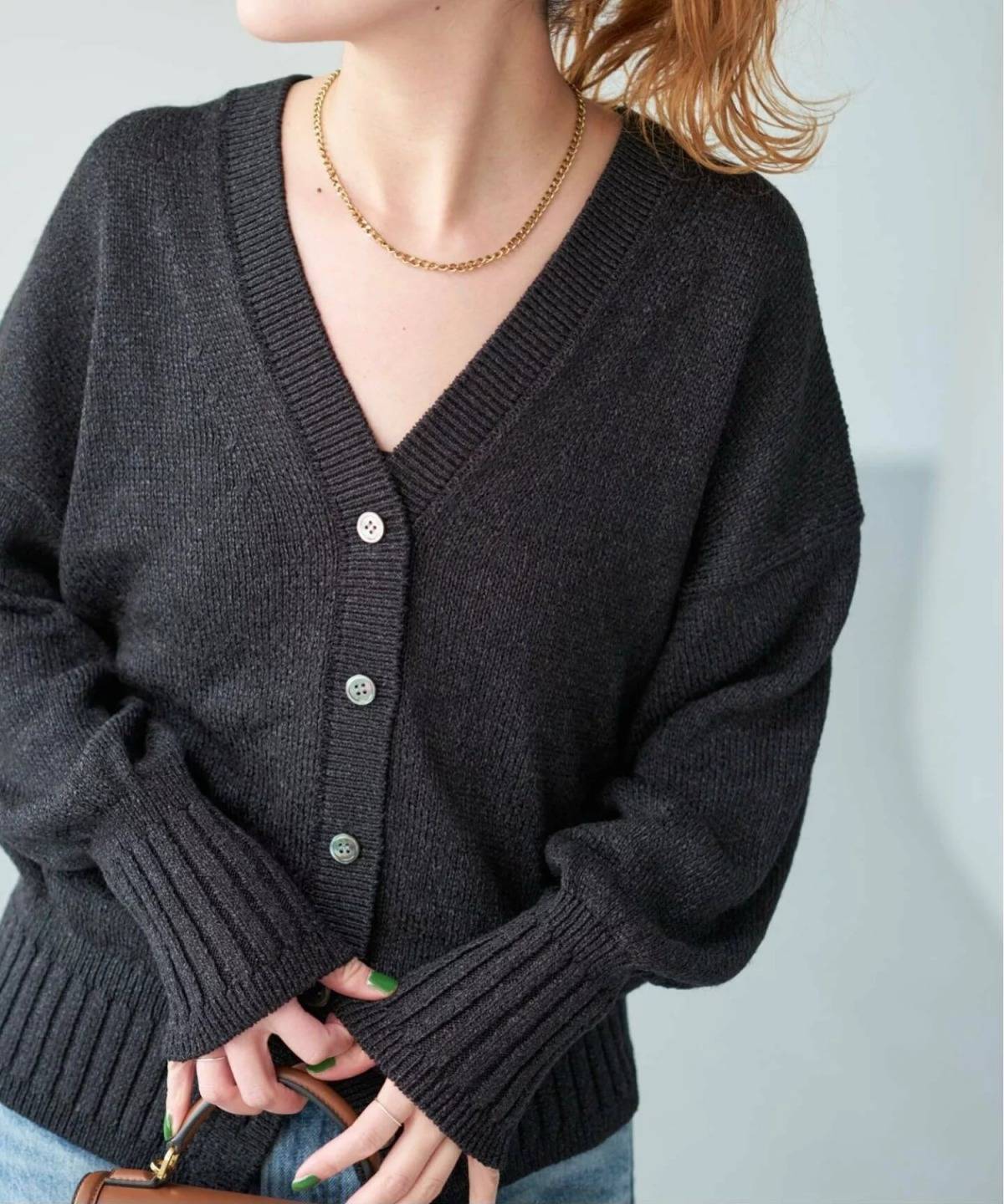 Spick & Span レーヨンペーパーヤーンVネックカーディガン